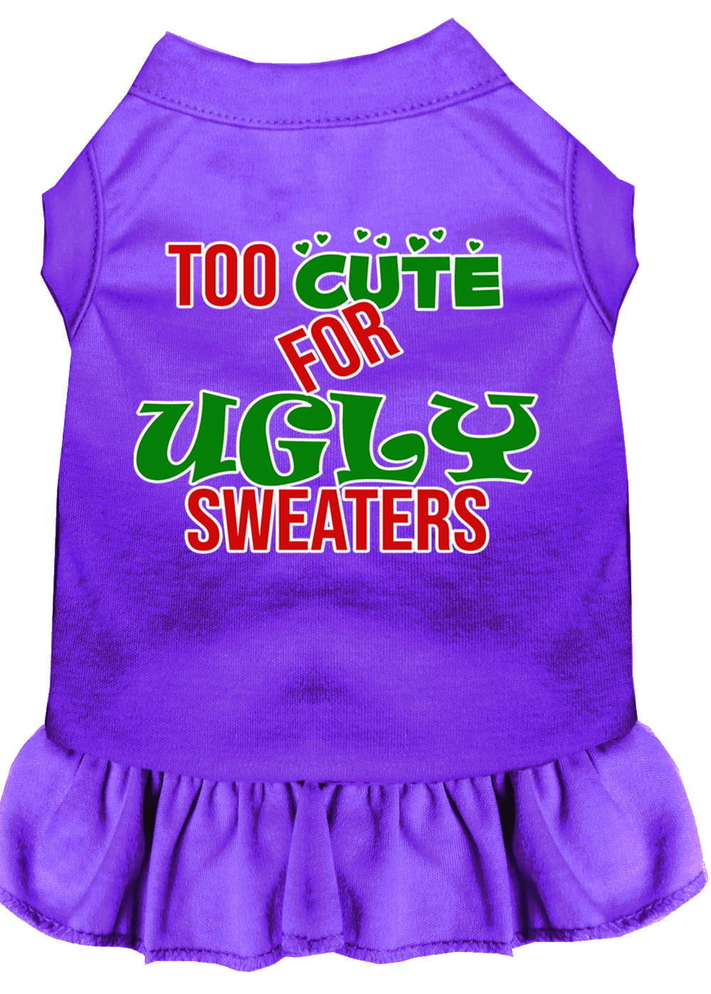 Too Cute for Ugly Sweaters Screen Print Dog Dress Purple XXL